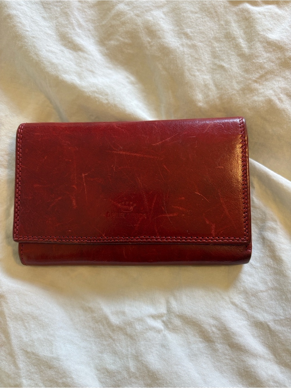 Daniela Moda Deep Red Leather Wallet Trifold